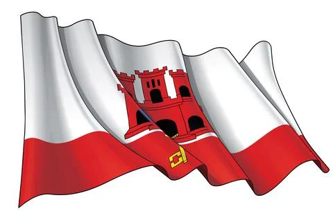 Waving Flag of Gibraltar Stock Illustration