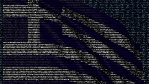 Waving flag of Greece made of text symbols on a computer screen. Conceptual 3D Stockillustratie