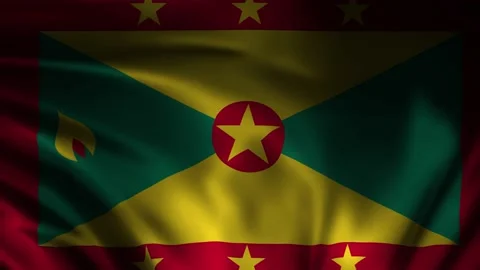 Waving a flag of Grenada, the national flag. Grenada official flag flying Video stock 237078626