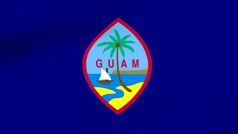 Waving flag of Guam with deep blue background and central emblem of palm tr.. 库存影片 346545975