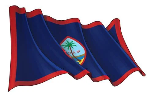 Waving Flag of Guam. Stock Illustration
