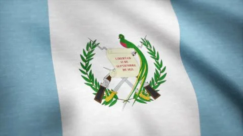 Waving flag of Guatemala, seamless loop. Exact size, blue background. Flag of Foto stock