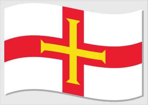 Waving flag of Guernsey vector graphic. Waving Guernesiais flag illustration. Stock-Illustration