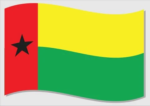 Waving flag of Guinea Bissau vector graphic. Waving Guinean flag illustration Stock-Illustration