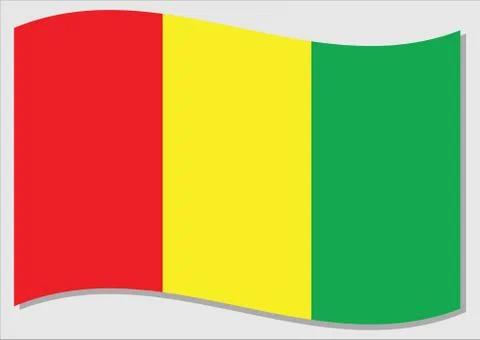 Waving flag of Guinea vector graphic. Waving Guinean flag illustration. Guine Stock-Illustration