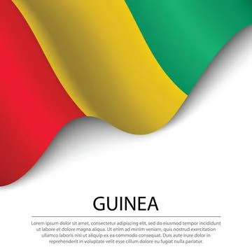 Waving flag of Guinea on white background. Banner or ribbon template for inde Stock Illustration