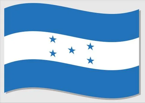 Waving flag of Honduras vector graphic. Waving Honduran flag illustration. Ho Stock Illustration