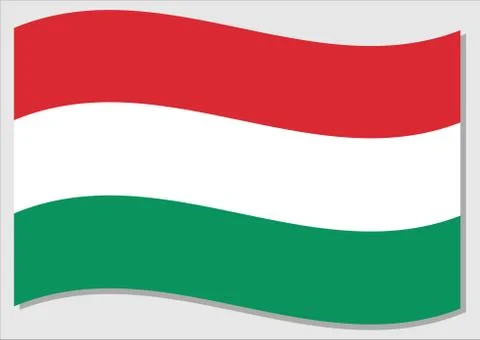Waving flag of Hungary vector graphic. Waving Hungarian flag illustration. Hu Stock-Illustration