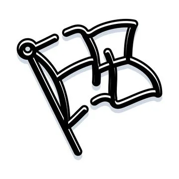 Waving flag icon with outline shadow effect Stock Illustration