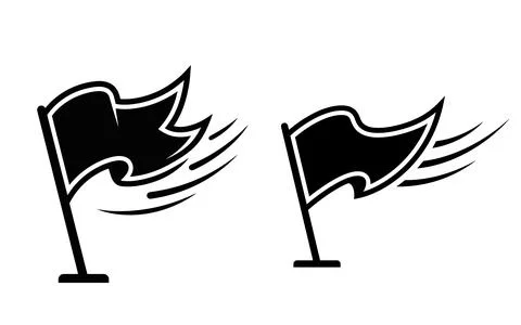 Waving Flag Icon Silhouette Vector 스톡 일러스트