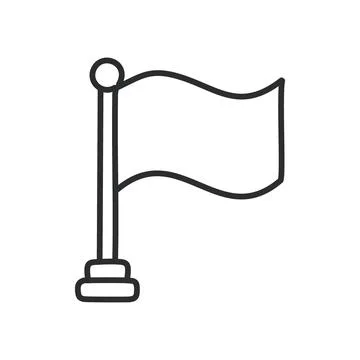 Waving flag icon. Simple line drawing of a flag waving in the wind. Ideal f.. Stock Illustration