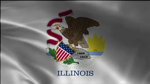 Waving Flag of Illinois State Loop - 4K USA Banner Stock Footage 340030272