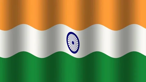 Waving flag of India with bright colors of saffron, white Stock Footage 338280452