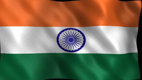 Waving flag of india with saffron white and green stripes. 4K Video stock 344046998