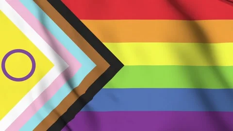 Waving Flag of Intersex Inclusive Progress Pride Flag video background Stock Footage 279772071
