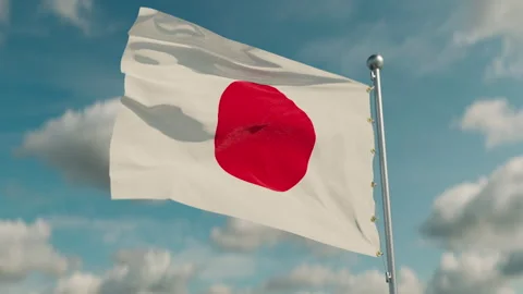 Waving flag of Japan, animation of flyin... | Stock Video | Pond5
