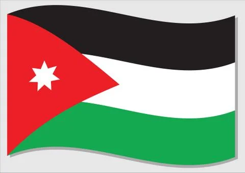 Waving flag of Jordan vector graphic. Waving Jordanian flag illustration. Jor Stock Illustration
