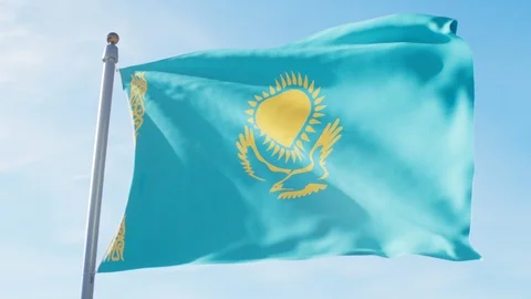 Waving Flag Of Kazakhstan Loop Stock Footage 127563794