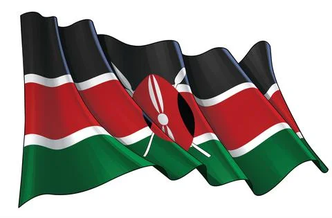 Waving Flag of Kenya Stock Illustration