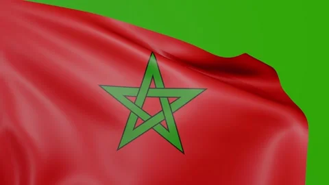 Waving flag of kingdom of Morocco. Morocco flag waving on green screen. 스톡 동영상 314580596