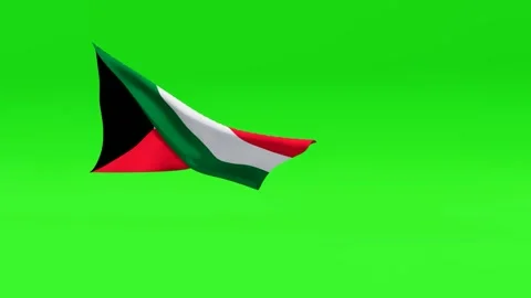 Waving Flag of Kuwait on Green Screen Stock Footage 331049312