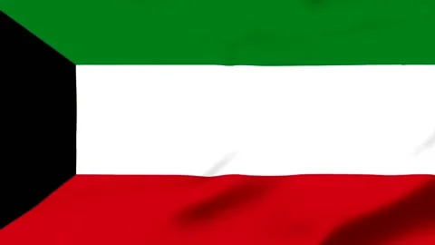 Waving flag of Kuwait with green white red and black colors Video stock 343317507