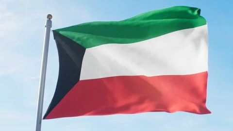 Waving Flag Of Kuwait Loop Stock Footage 127480310