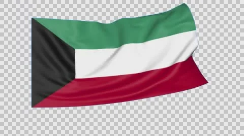 Waving flag of Kuwait, seamless loop. Exact size, blue background. Part of all Stock Footage 64588665