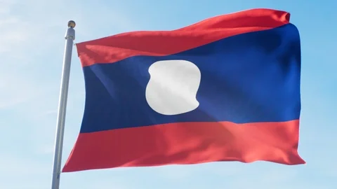 Waving Flag Of Laos Loop Stock Footage 127573156