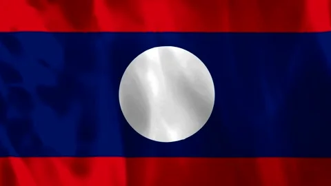Waving flag of Laos with realistic fabric texture and folds Vídeo Stock 343582912