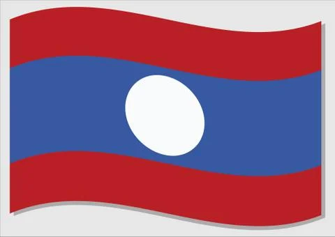 Waving flag of Laos vector graphic. Waving Lao flag illustration. Laos countr Illustrazione stock