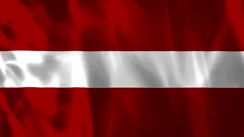 Waving flag of Latvia with a deep red and white pattern Video stock 343582937