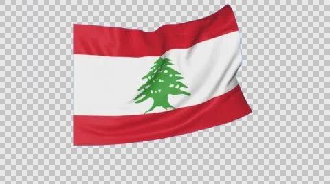 Waving flag of Lebanon, seamless loop. Exact size, blue background. Part of all Stock Footage 64495169