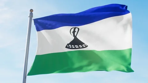 Waving Flag Of Lesotho Loop Stock Footage 127397984