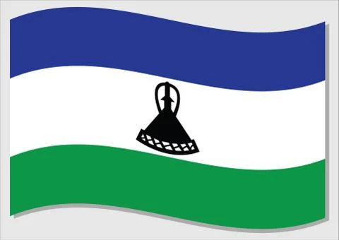 Waving flag of Lesotho vector graphic. Waving Basotho flag illustration. Leso Stock-Illustration
