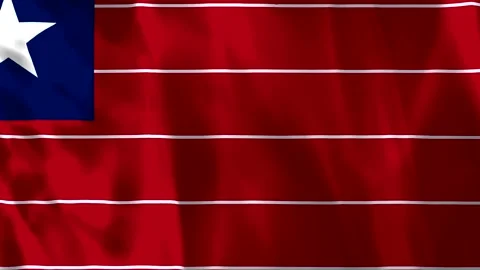 Waving flag of Liberia featuring red and white stripes with a blue square a.. Stock Footage 343582951