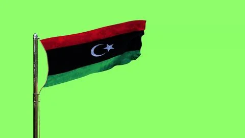 Waving flag of Libya for independence day on green screen Stock Illustration