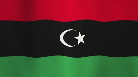 Waving Flag of Libya, Motion Background with Seamless Ripple Distortion Stock Footage 307595091