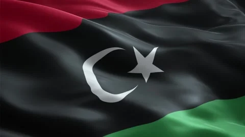 Waving Flag of Libya Seamless Loop, Close-up, 1080p HD Stock Footage 321369665