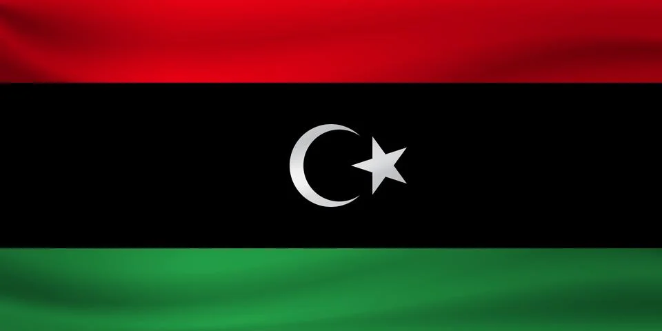 Waving flag of Libya. Vector illustration Illustrazione stock