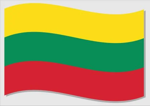 Waving flag of Lithuania vector graphic. Waving Lithuanian flag illustration. Stock Illustration