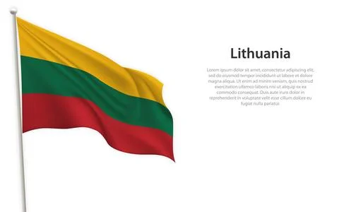 Waving flag of Lithuania on white background. Template for independence day Illustrazione stock