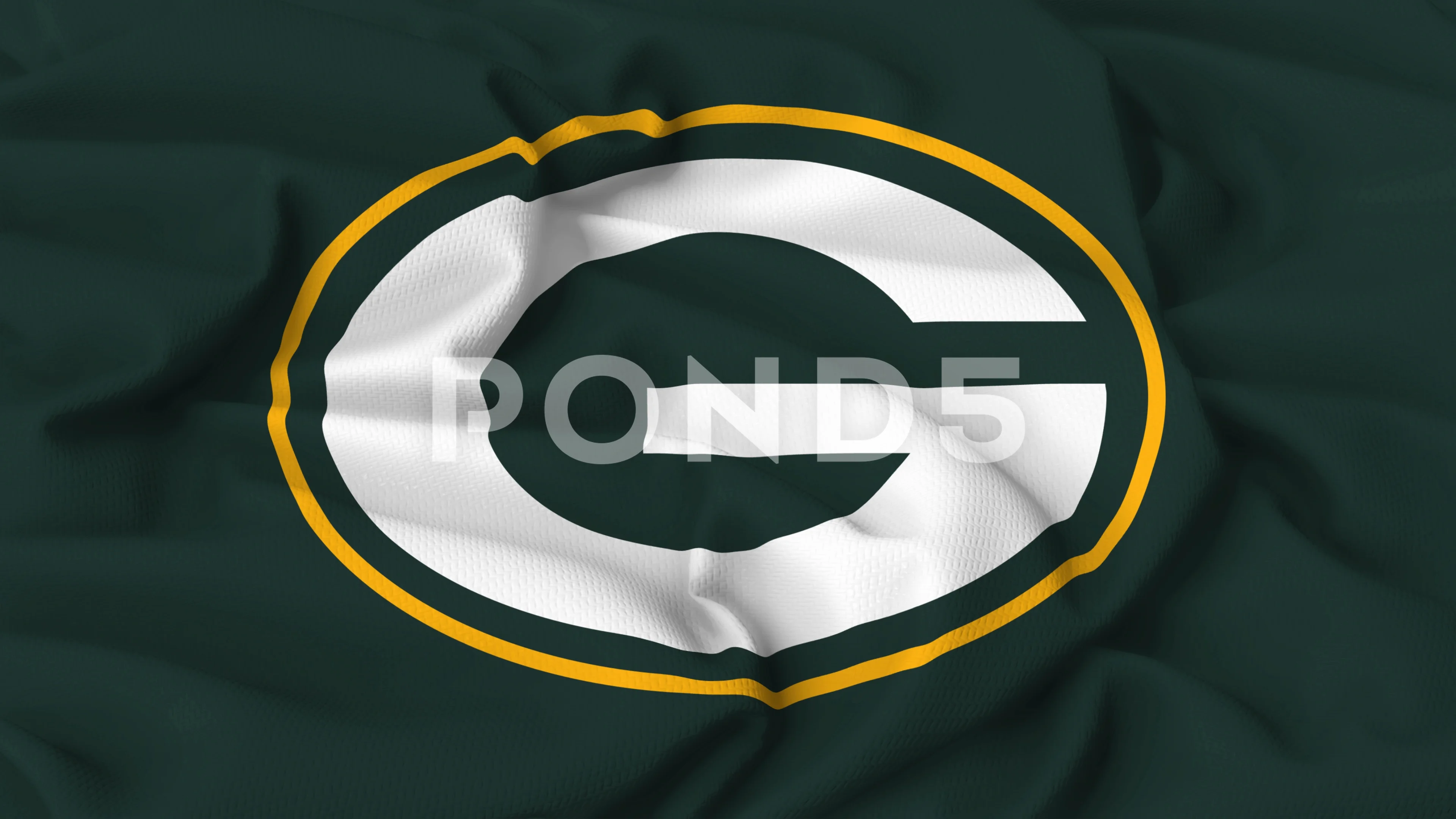 Close-up of Waving Flag with Green Bay Packers NFL American