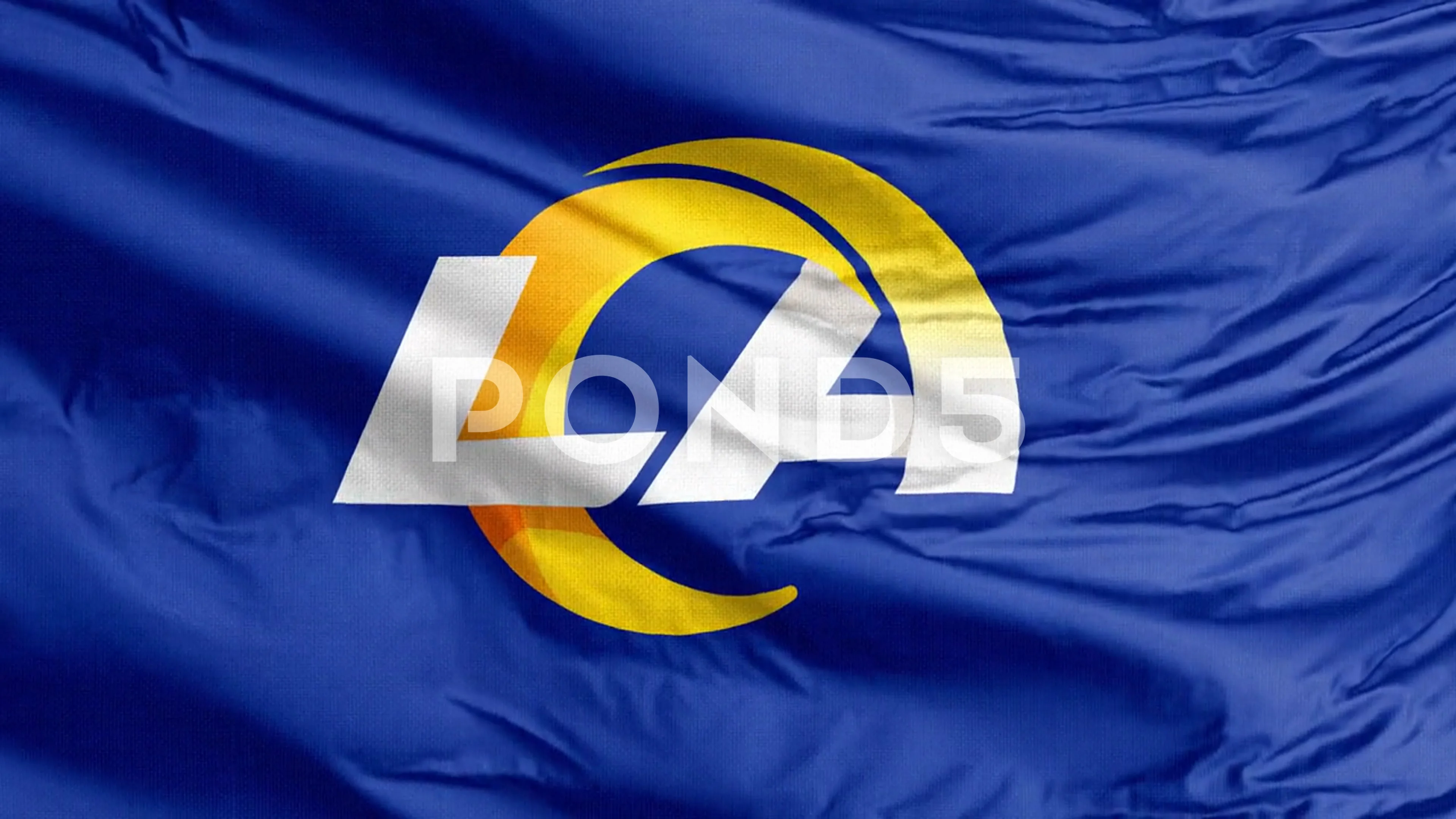 Close-up of Waving Flag with Los Angeles Rams NFL American