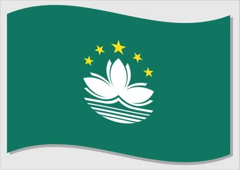 Waving flag of Macau vector graphic. Waving Macanese flag illustration. Macau Stockillustratie