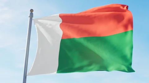 Waving Flag Of Madagascar Loop Stock Footage 127590716