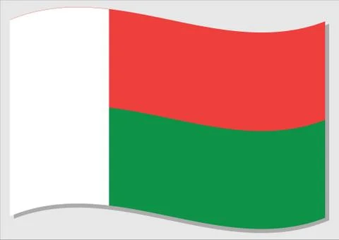 Waving flag of Madagascar vector graphic. Waving Malagasy flag illustration.  Stock Illustration