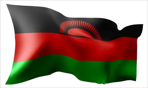 Waving flag of Malawi. vector illustration. 3d 스톡 일러스트