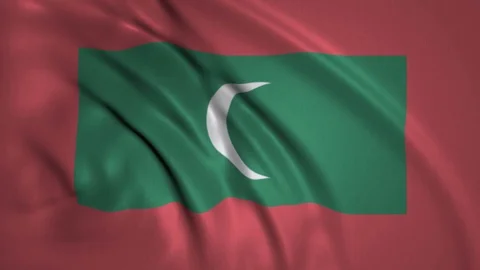 Waving Flag of Maldives in the Wind Stock Footage 98124785