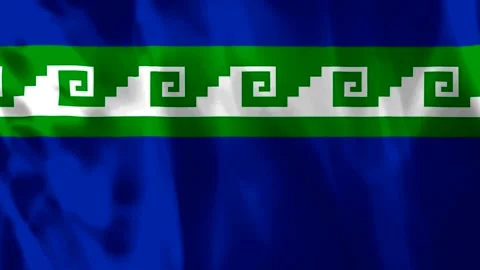 Waving flag of the Mapuche people featuring traditional indigenous symbols .. Video stock 343583766